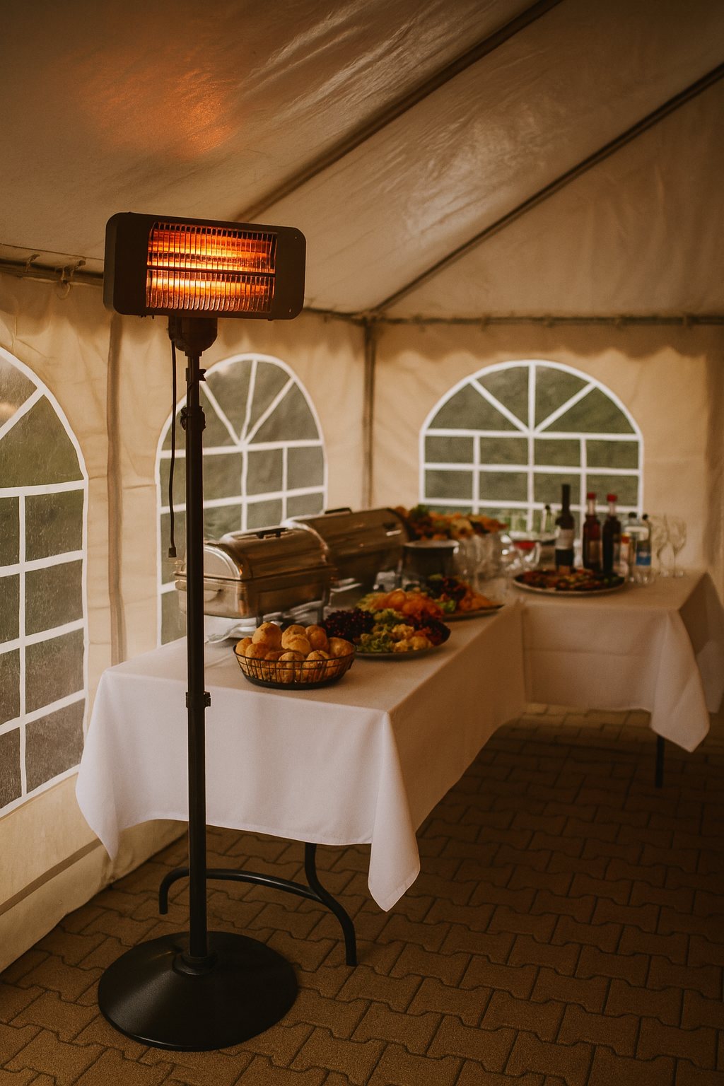 Álló fűtés teraszra, sátorba